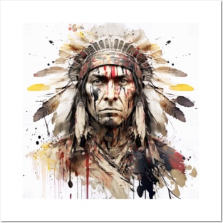 Native American Indian Portrait Warrior Painting Historic Adventure Posters and Art